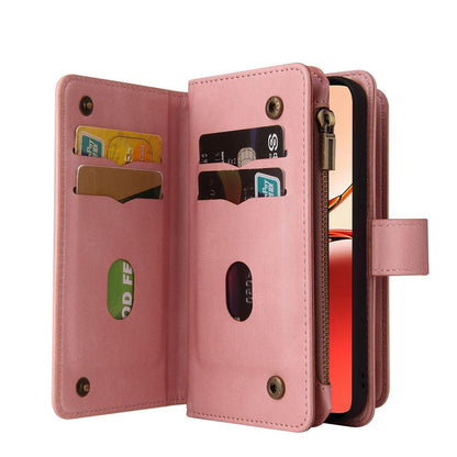 For Redmi Note 17 5G/4G Global 171mm Skin Feel Multi Card Slots Zipper Wallet Leather Phone Case(Pink)