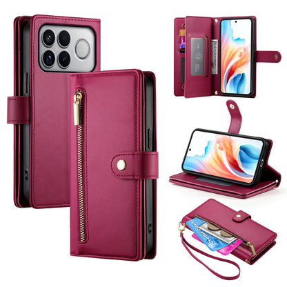 For Redmi K90 Pro Max / Poco F8 Ultra 5G Nine Card-slot Zipper Wallet Bag Leather Phone Case(Red)
