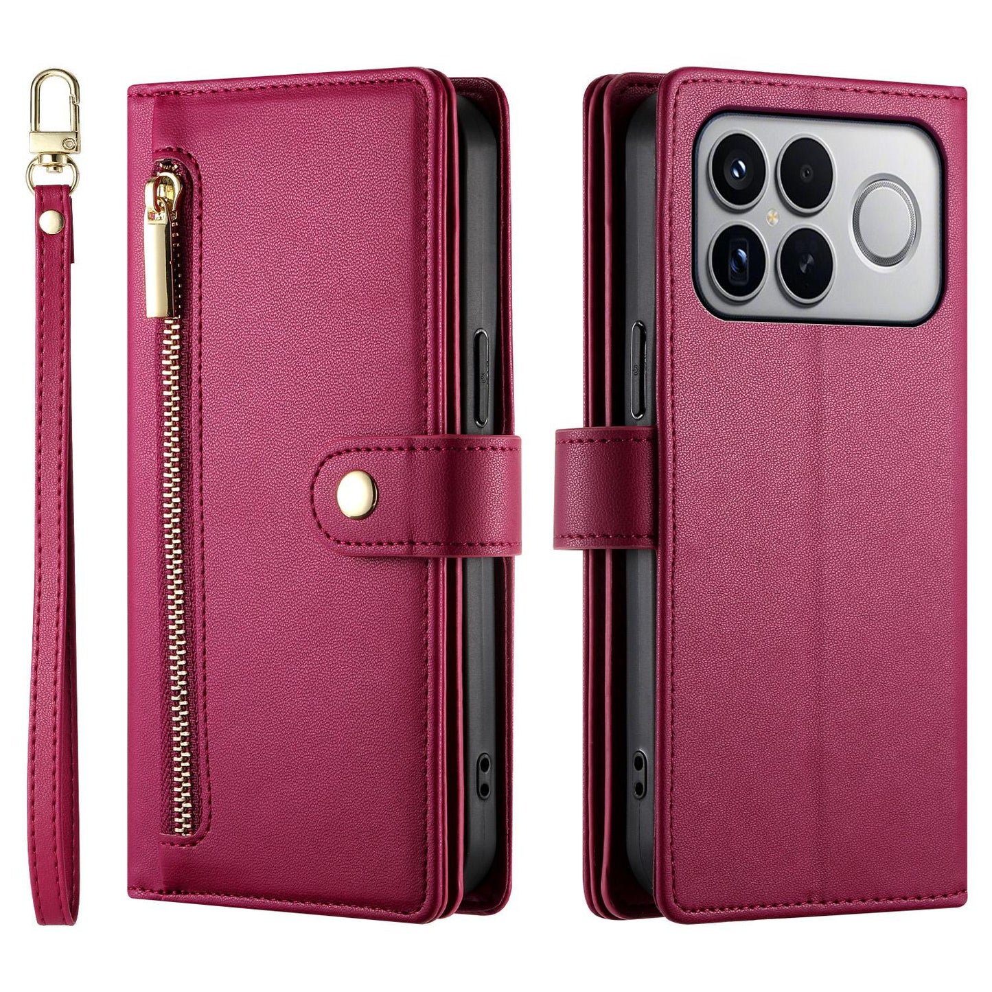For Redmi K90 Pro Max / Poco F8 Ultra 5G Nine Card-slot Zipper Wallet Bag Leather Phone Case(Red)