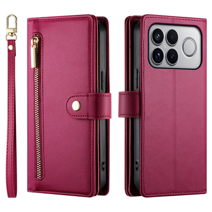 For Redmi K90 Pro Max / Poco F8 Ultra 5G Nine Card-slot Zipper Wallet Bag Leather Phone Case(Red)
