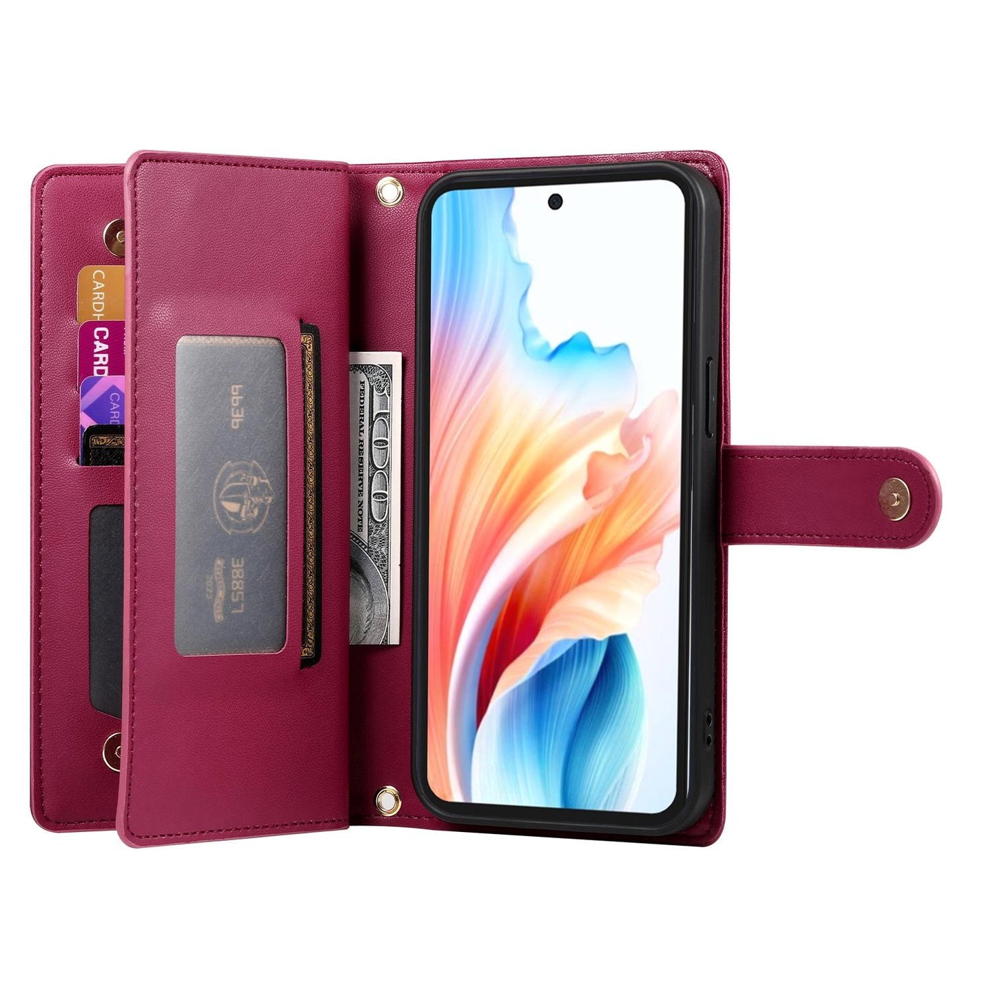 For Redmi K90 Pro Max / Poco F8 Ultra 5G Nine Card-slot Zipper Wallet Bag Leather Phone Case(Red)
