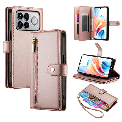 For Redmi K90 Pro Max / Poco F8 Ultra 5G Nine Card-slot Zipper Wallet Bag Leather Phone Case(Pink)