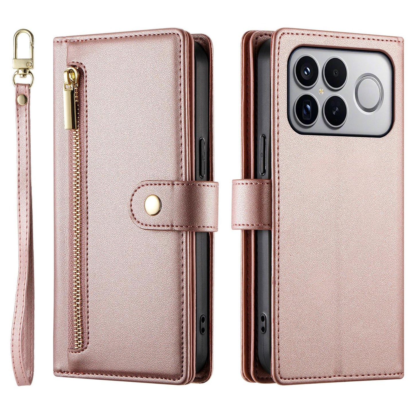 For Redmi K90 Pro Max / Poco F8 Ultra 5G Nine Card-slot Zipper Wallet Bag Leather Phone Case(Pink)