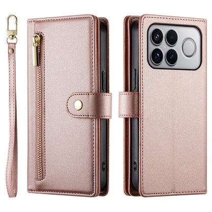 For Redmi K90 Pro Max / Poco F8 Ultra 5G Nine Card-slot Zipper Wallet Bag Leather Phone Case(Pink)
