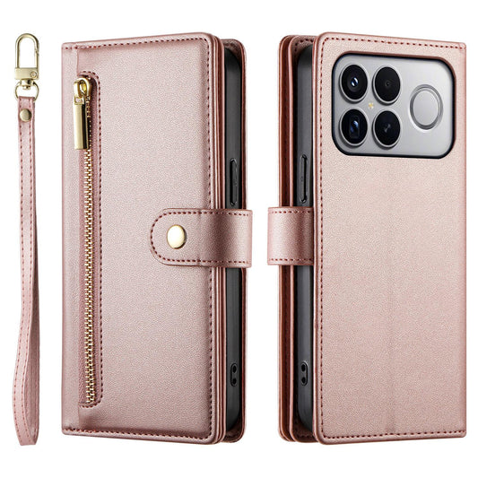 For Redmi K90 Pro Max / Poco F8 Ultra 5G Nine Card-slot Zipper Wallet Bag Leather Phone Case(Pink)