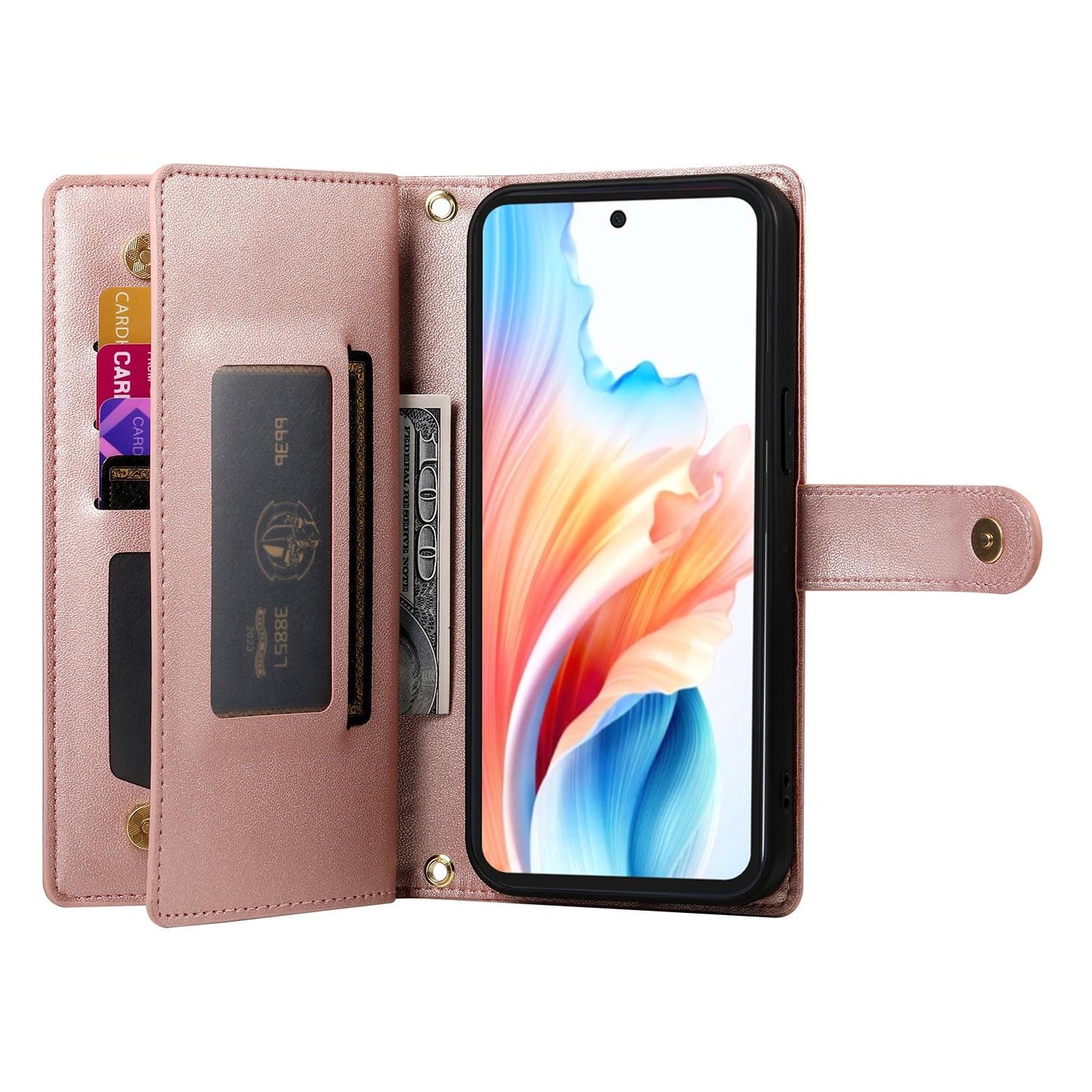 For Redmi K90 Pro Max / Poco F8 Ultra 5G Nine Card-slot Zipper Wallet Bag Leather Phone Case(Pink)