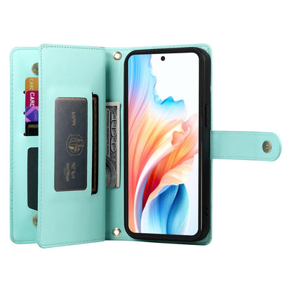 For Redmi K90 Pro Max / Poco F8 Ultra 5G Nine Card-slot Zipper Wallet Bag Leather Phone Case(Mint Green)