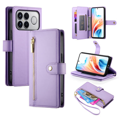 For Redmi K90 Pro Max / Poco F8 Ultra 5G Nine Card-slot Zipper Wallet Bag Leather Phone Case(Purple)
