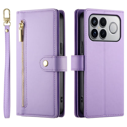 For Redmi K90 Pro Max / Poco F8 Ultra 5G Nine Card-slot Zipper Wallet Bag Leather Phone Case(Purple)