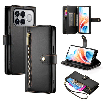 For Redmi K90 Pro Max / Poco F8 Ultra 5G Nine Card-slot Zipper Wallet Bag Leather Phone Case(Black)
