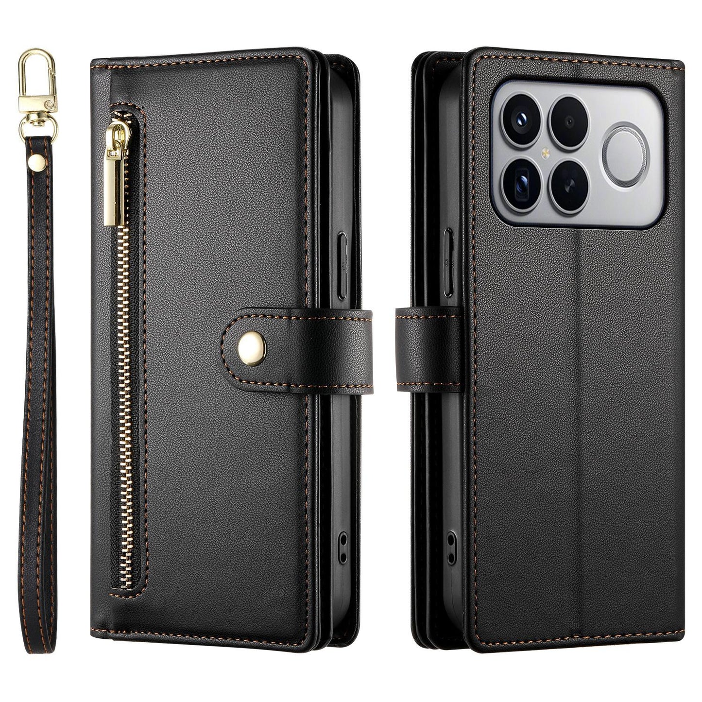 For Redmi K90 Pro Max / Poco F8 Ultra 5G Nine Card-slot Zipper Wallet Bag Leather Phone Case(Black)