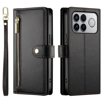 For Redmi K90 Pro Max / Poco F8 Ultra 5G Nine Card-slot Zipper Wallet Bag Leather Phone Case(Black)
