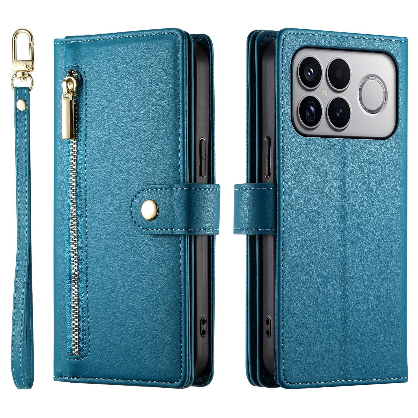 For Redmi K90 Pro Max / Poco F8 Ultra 5G Nine Card-slot Zipper Wallet Bag Leather Phone Case(Blue)