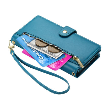 For Redmi K90 Pro Max / Poco F8 Ultra 5G Nine Card-slot Zipper Wallet Bag Leather Phone Case(Blue)