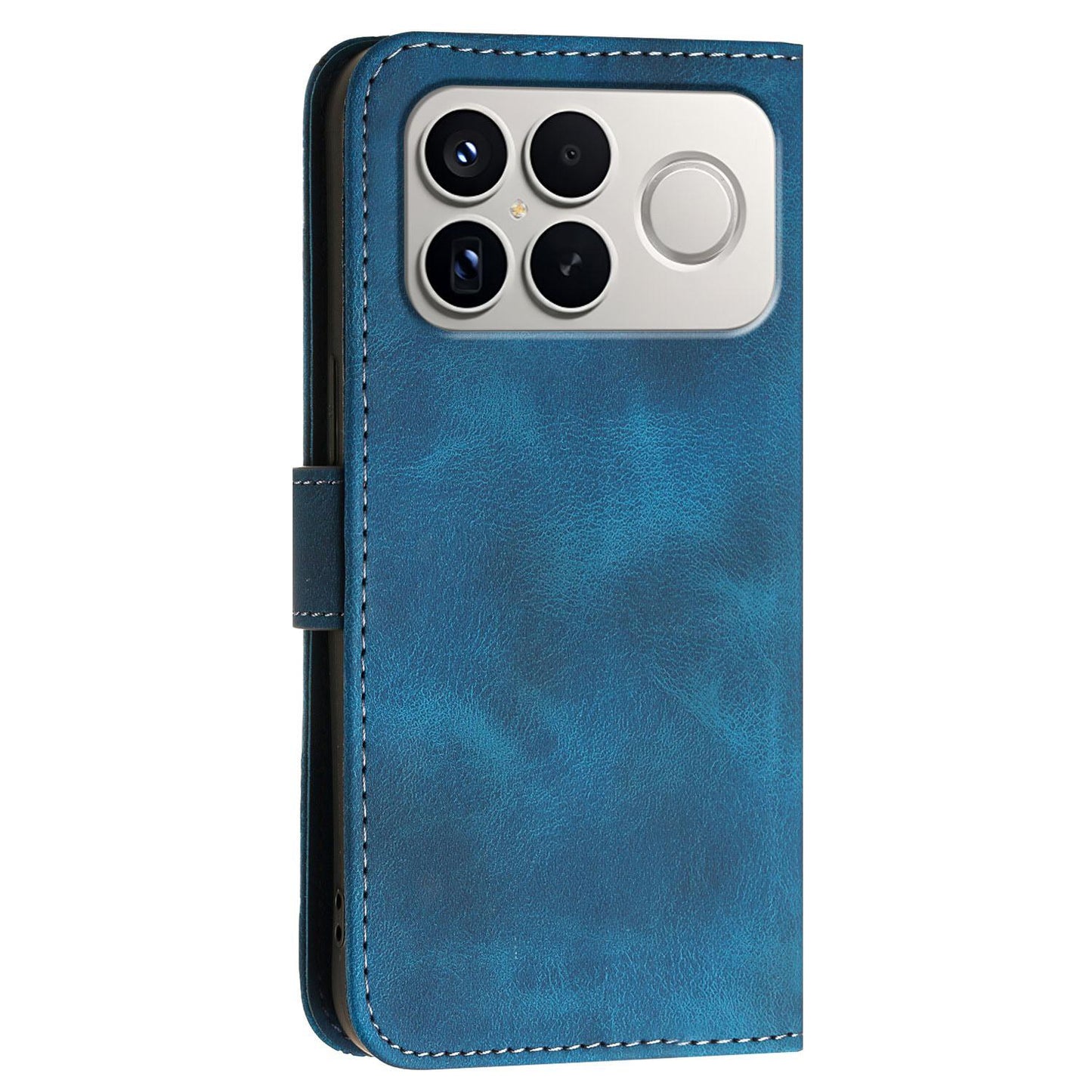 For Redmi K90 Pro Max / Poco F8 Ultra Grid Butterfly Embossed Pattern Leather Phone Case with Lanyard(Dark Blue)