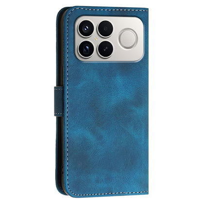 For Redmi K90 Pro Max / Poco F8 Ultra Grid Butterfly Embossed Pattern Leather Phone Case with Lanyard(Dark Blue)