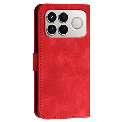 For Redmi K90 Pro Max / Poco F8 Ultra Grid Butterfly Embossed Pattern Leather Phone Case with Lanyard(Red)