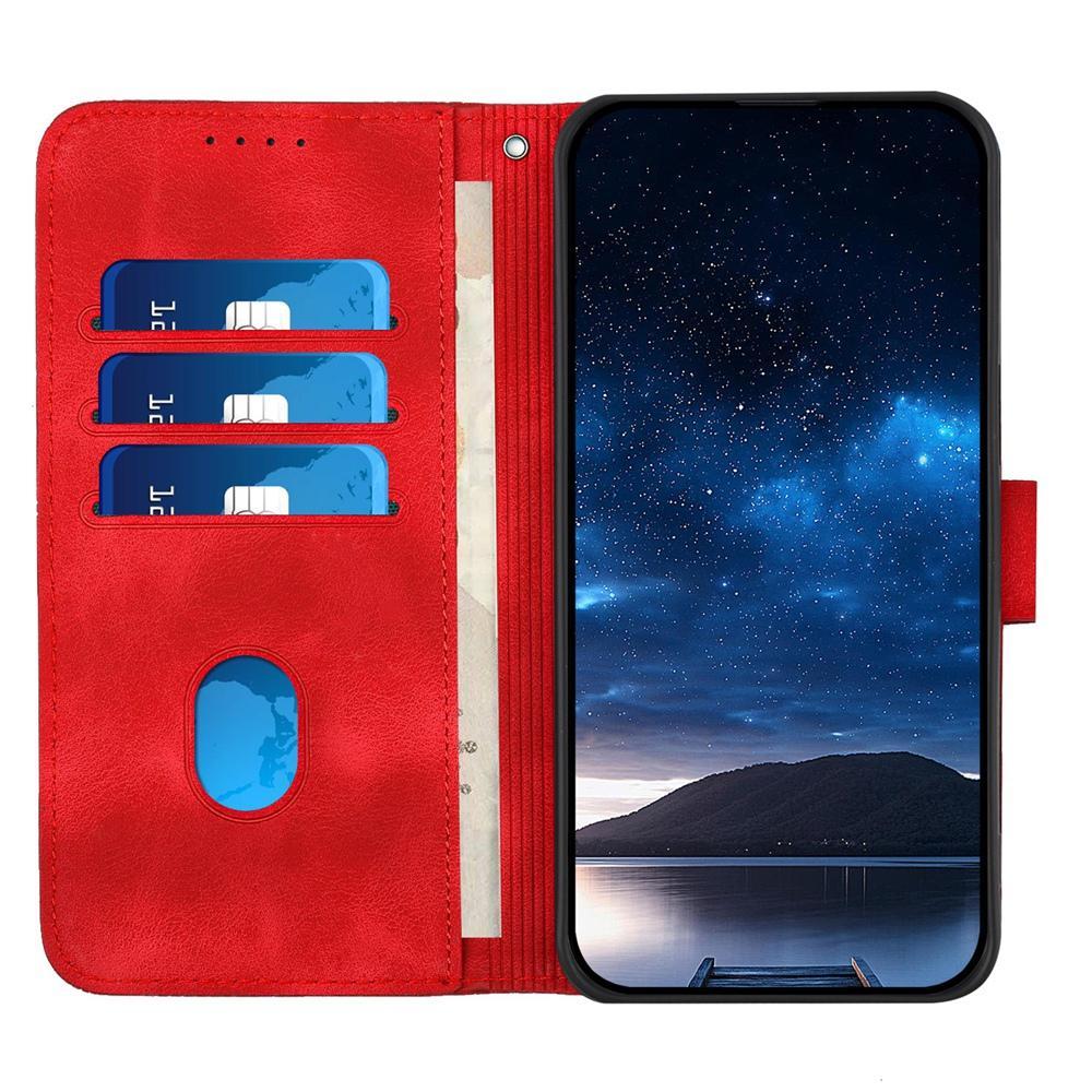 For Redmi K90 Pro Max / Poco F8 Ultra Grid Butterfly Embossed Pattern Leather Phone Case with Lanyard(Red)