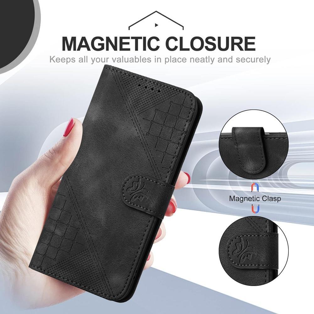 For Redmi K90 Pro Max / Poco F8 Ultra Grid Butterfly Embossed Pattern Leather Phone Case with Lanyard(Black)