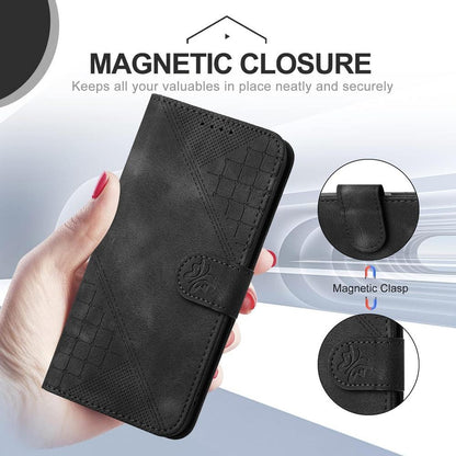 For Redmi K90 Pro Max / Poco F8 Ultra Grid Butterfly Embossed Pattern Leather Phone Case with Lanyard(Black)