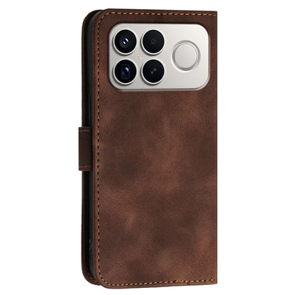 For Redmi K90 Pro Max / Poco F8 Ultra Grid Butterfly Embossed Pattern Leather Phone Case with Lanyard(Coffee)