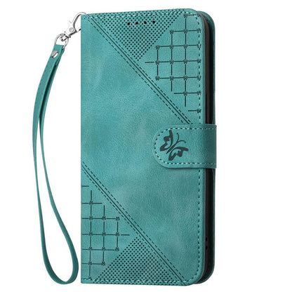For Redmi K90 Pro Max / Poco F8 Ultra Grid Butterfly Embossed Pattern Leather Phone Case with Lanyard(Light Blue)