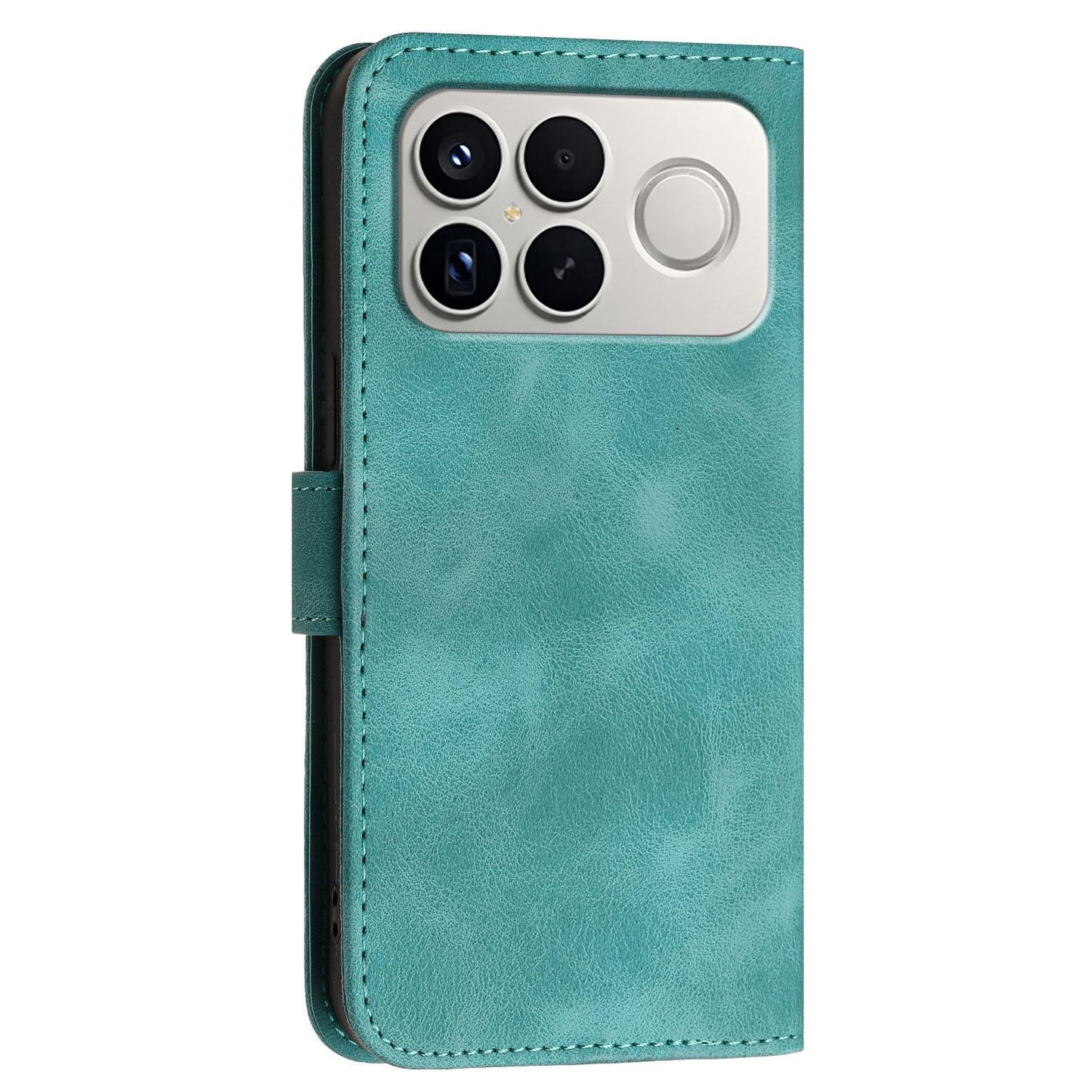 For Redmi K90 Pro Max / Poco F8 Ultra Grid Butterfly Embossed Pattern Leather Phone Case with Lanyard(Light Blue)