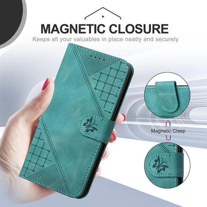 For Redmi K90 Pro Max / Poco F8 Ultra Grid Butterfly Embossed Pattern Leather Phone Case with Lanyard(Light Blue)