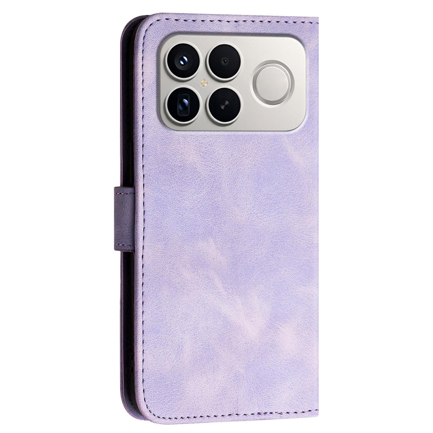 For Redmi K90 Pro Max / Poco F8 Ultra Grid Butterfly Embossed Pattern Leather Phone Case with Lanyard(Light Purple)