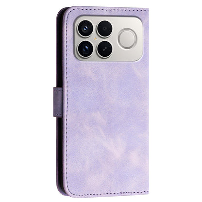 For Redmi K90 Pro Max / Poco F8 Ultra Grid Butterfly Embossed Pattern Leather Phone Case with Lanyard(Light Purple)