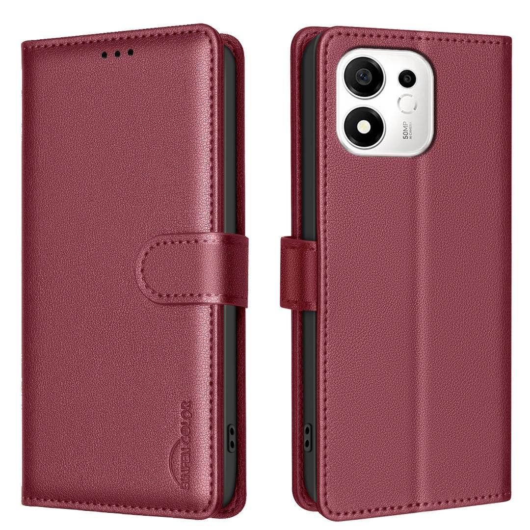 For Honor 600 Smart/X7e Plus 5G Litchi Texture RFID Anti-theft Leather Phone Case - Red - EDA006872218B