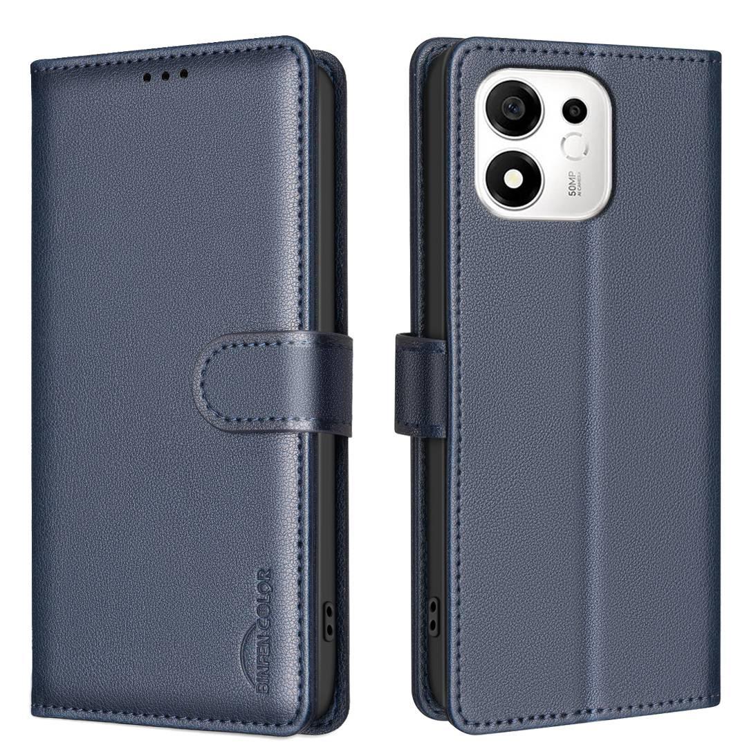 For Honor 600 Smart/X7e Plus 5G Litchi Texture RFID Anti-theft Leather Phone Case - Blue - EDA006872218E