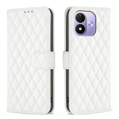 For Redmi Note 17 4G Global 171mm Diamond Lattice Wallet Flip Leather Phone Case(White)