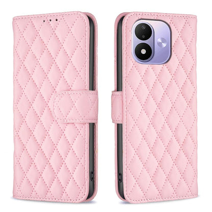For Redmi Note 17 4G Global 171mm Diamond Lattice Wallet Flip Leather Phone Case(Pink)
