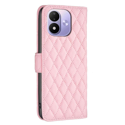 For Redmi Note 17 4G Global 171mm Diamond Lattice Wallet Flip Leather Phone Case(Pink)