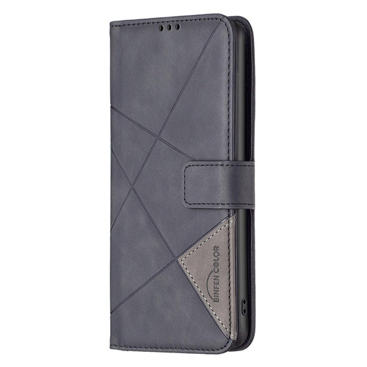 For Redmi K90 Pro Max/Poco F8 Ultra Magnetic Buckle Rhombus Texture Leather Phone Case(Black)
