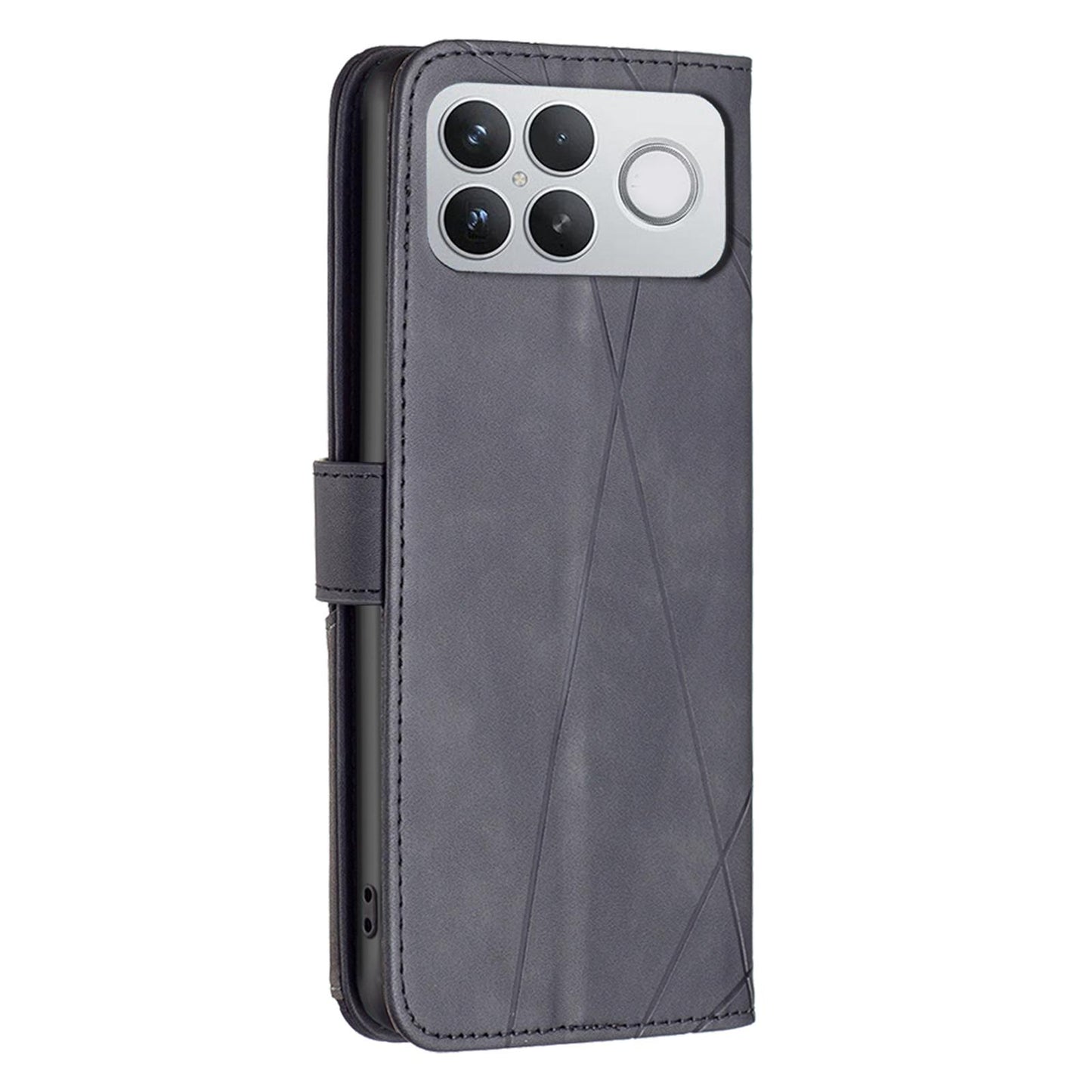 For Redmi K90 Pro Max/Poco F8 Ultra Magnetic Buckle Rhombus Texture Leather Phone Case(Black)