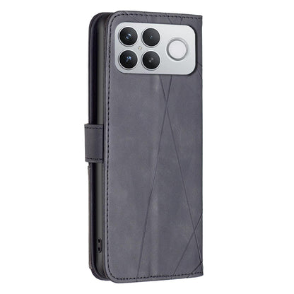For Redmi K90 Pro Max/Poco F8 Ultra Magnetic Buckle Rhombus Texture Leather Phone Case(Black)
