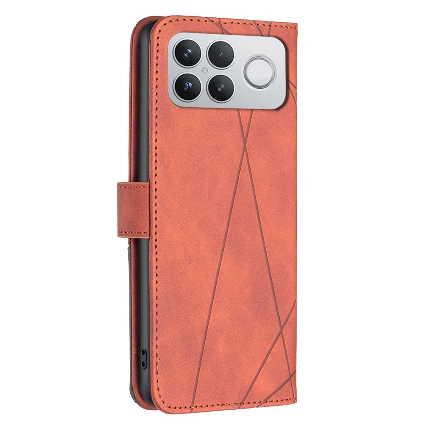 For Redmi K90 Pro Max/Poco F8 Ultra Magnetic Buckle Rhombus Texture Leather Phone Case(Brown)