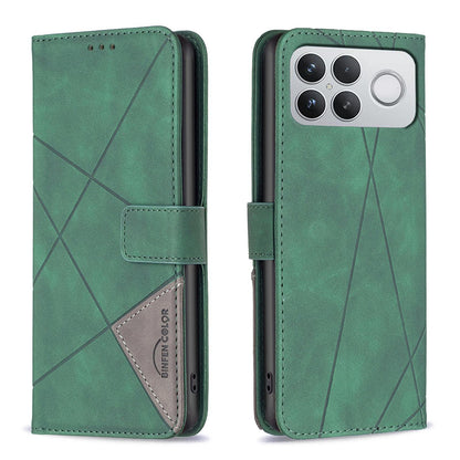 For Redmi K90 Pro Max/Poco F8 Ultra Magnetic Buckle Rhombus Texture Leather Phone Case(Green)