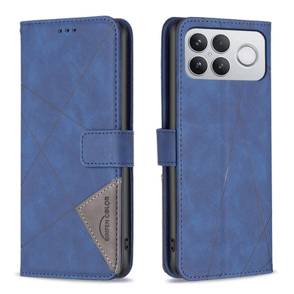 For Redmi K90 Pro Max/Poco F8 Ultra Magnetic Buckle Rhombus Texture Leather Phone Case(Blue)