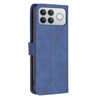 For Redmi K90 Pro Max/Poco F8 Ultra Magnetic Buckle Rhombus Texture Leather Phone Case(Blue)