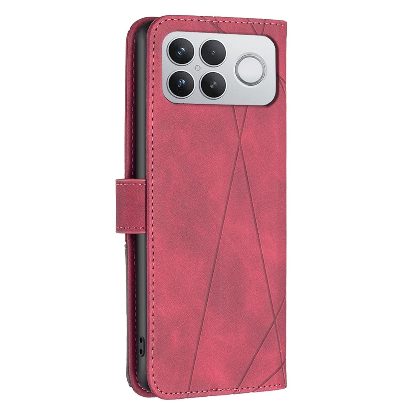 For Redmi K90 Pro Max/Poco F8 Ultra Magnetic Buckle Rhombus Texture Leather Phone Case(Red)