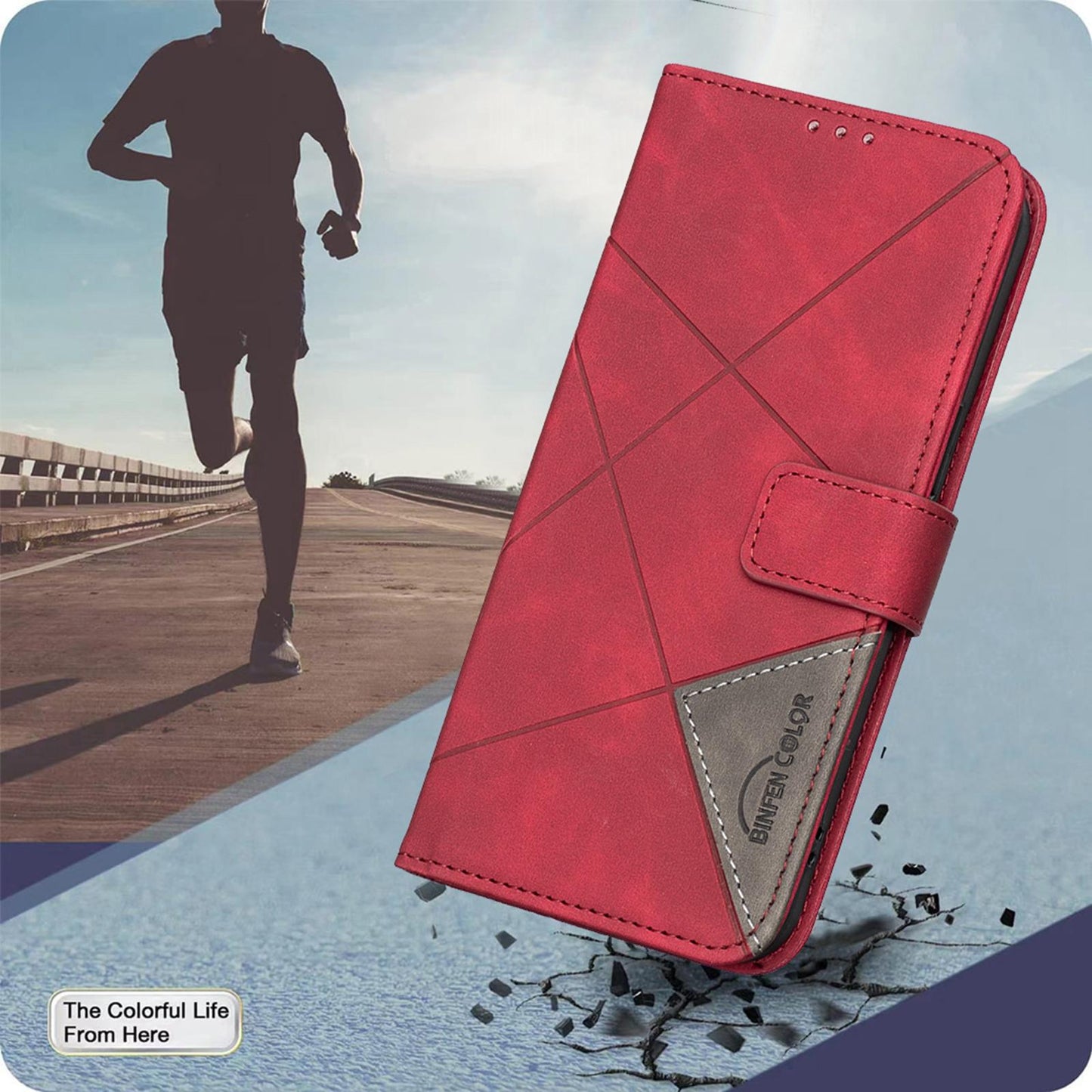 For Redmi K90 Pro Max/Poco F8 Ultra Magnetic Buckle Rhombus Texture Leather Phone Case(Red)