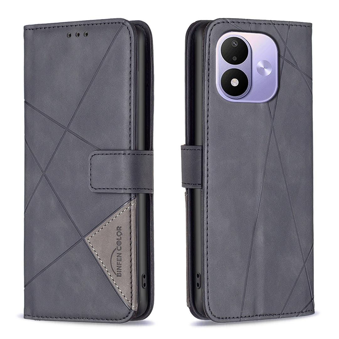 For Redmi Note 17 Pro 5G Global 163mm Magnetic Buckle Rhombus Texture Leather Phone Case(Black)