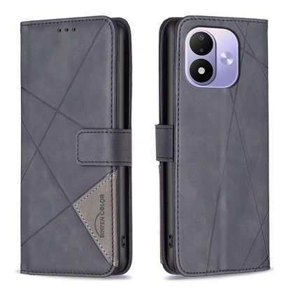 For Redmi Note 17 Pro 5G Global 163mm Magnetic Buckle Rhombus Texture Leather Phone Case(Black)