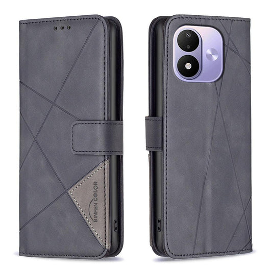 For Redmi Note 17 Pro 5G Global 163mm Magnetic Buckle Rhombus Texture Leather Phone Case(Black)