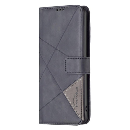 For Redmi Note 17 Pro 5G Global 163mm Magnetic Buckle Rhombus Texture Leather Phone Case(Black)