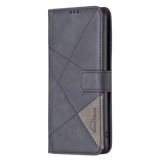 For Redmi Note 17 Pro 5G Global 163mm Magnetic Buckle Rhombus Texture Leather Phone Case(Black)
