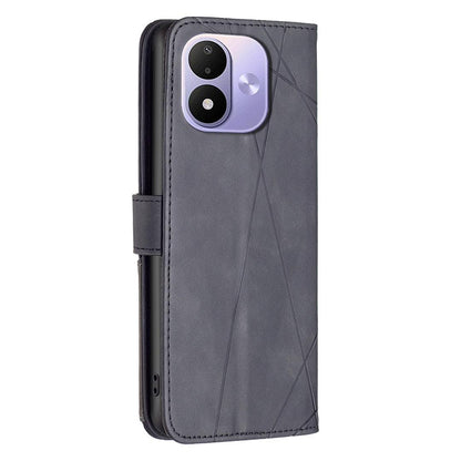For Redmi Note 17 Pro 5G Global 163mm Magnetic Buckle Rhombus Texture Leather Phone Case(Black)